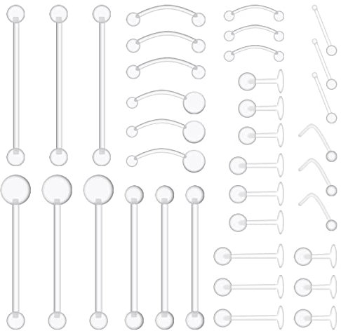 Yolev 36-teiliges Piercing Schmuck Set: 12 Arten transparenter Acryl Halter für Nasen, Ohren, Zunge, Bauchnabel & mehr