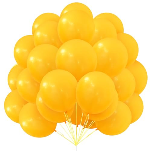 Luftballons Gelb, 30 Stück 12 Zoll Gelbe Zitronengelb Matt Luftballons Latex Ballons mit Ballonband für Regenbogen Party Deko Geburtstag Hochzeit Brautdusche Babyparty Karneval Taufen Dekorationen