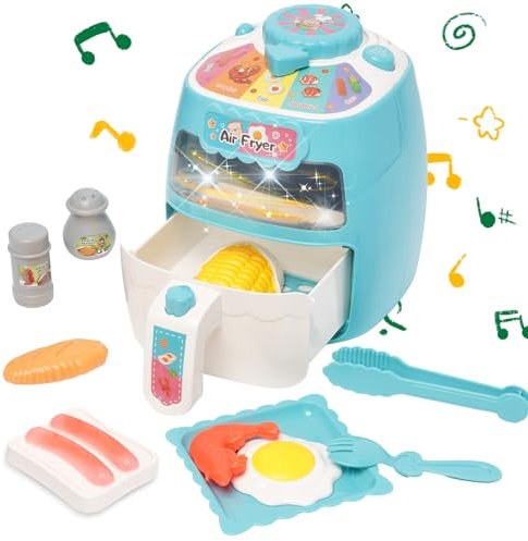 Juguete freidora de Aire Caliente, Juego de freidora de Aire para niños, Juguete de simulación de freidora de Aire, Juego de Juguete de Cocina Realista, Musical y parlante con Cambio de Color