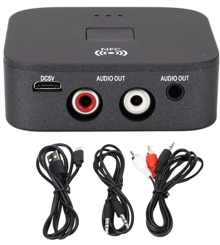 ciciglow Receptor B11 RCA Bluetooth 5.0, Adaptador Receptor de Audio Bluetooth Inalámbrico AUX de 3,5 Mm con Función NFC para Coche TV Computadora Altavoz Sistema de Transmisión de Música