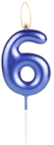 Sparkling Dark Blue 6th Birthday Number Candle, Pearl Blue Number 6 Cake Candle, Birthday Cake Topper Cupcake Girl Boy, Wedding Anniversary Decoration