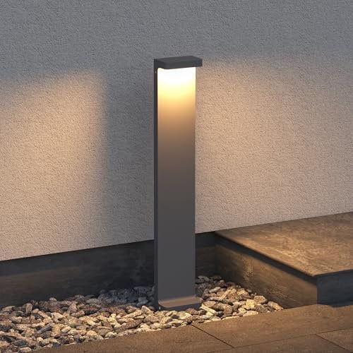 Mai & Mai Wegeleuchte Außen 10x6x60cm IP65 Außenleuchte | Pollerleuchte für Garten, 3000K Stehlampe Gartenlampe | Außenlampe Standleuchte Sandgrau dunkel 6W LumaTorch
