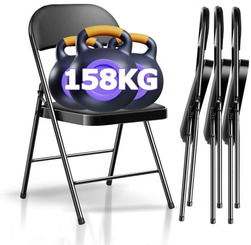 Asdsed Klappstühle 4er Set, Klappstuhl Gepolstert bis 158KG Tragfähigkeit, Klappstühle Metall mit Starker Stahlrahmen, Klappsessel für Küche, Esszimmer, Innen- und Außen