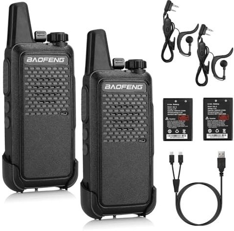 Baofeng GT-22 Walkie Talkie Profesional, PMR446 Sin Licencia Walkie Talkie Recargables Carga Micro USB, 16 Canales, Auriculars, Batería de 1500 mAh, versátil y fácil de Uso con