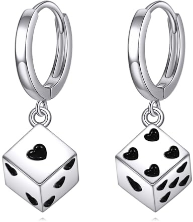 Würfel Ohrringe 925 Sterling Silber Hip Hop Hängend Ohrhänger Würfel Schmuck Geschenk für Herren Damen