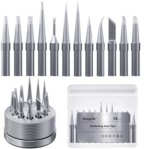 HANGLIFE ET Soldering Iron Tips with Tips Holder for Weller WE1010NA WES51/50 WESD51 WCC101 PES51/50 WEP70 LR21 and More Soldering Stations/Irons – Replacement Solder Tips for Weller Welding Equipment