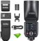 Godox V100 V100S V100-S 100Ws TTL-Blitz für Sony-Kameras, 400 Blitze mit voller Leistung, 1,7 s Wiederaufladezeit, 2,4 G kabellos mit externem Blitz, Touchscreen-Blitz (V100S)