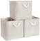 Mangata Cube Storage Boxes 30x30x30cm, Fabric Storage Basket for Cupboards, Shelves, Closet, Light Khaki (11.8 x 11.8 inch, 3 Pack)