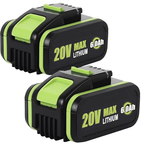 2X 6,0 Ah Batterie de Rechange pour Worx 20V WA3551/WA3553, pour Outils électriques sans Fil Worx WA3572 WA3760 WA3881 WX390 WX176 WX178 WU268 WX166.4 WX372.1 WX800 WG259E