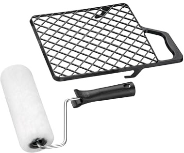 Handelskönig Farbroller-Set Vestan 3-teilig mit 18 cm Farbwalze, passendem Bügel & Kunststoff-Gitter 17 x 20 cm