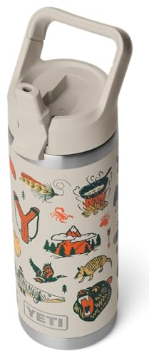 YETI Rambler Trinkflasche 18 oz (532 ml) Cape Summer Camp – Edelstahl Trinkflasche mit Strohhalmdeckel, isolierte Wasserflasche, Thermosflasche