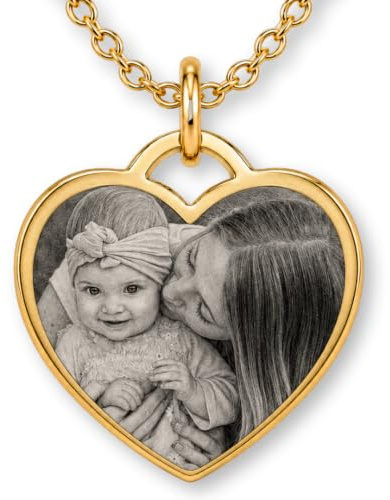 Personalisierte Herz Halskette mit Foto Gravur Herzkette Damen Edelstahl | Mit Fotogravur & Text