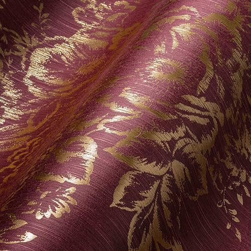 A.S. Création Architects Paper Textiltapete Metallic Silk Tapete mit Blumen floral 10,05 m x 0,53 m metallic rot Made in Germany 306576 30657-6