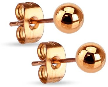 Paula & Fritz® 1 Paar Ohr-Stecker Rosegold 6-mm Kugel Chirurgenstahl 316L 0,8-mm Stab-Stärke Butterfly-Back Ohr-Ring Damenohr-Ring Herren Lobe Ball