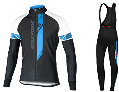 UGLY FROG Radtrikot Fahrradbekleidung Set Langarm Winddicht Herren Winter Thermische Fleece mit 3D Polster Hosen