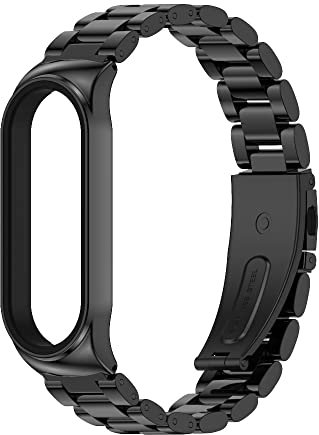 PINHEN Kompatibel mit Xiaomi Mi Band 6 Armband - Edelstahl Metall Trageschlaufe Ersatz für Xiaomi Smart Band 6/5/4/3 Smart MiBand Zubehör mit Metallrahmen