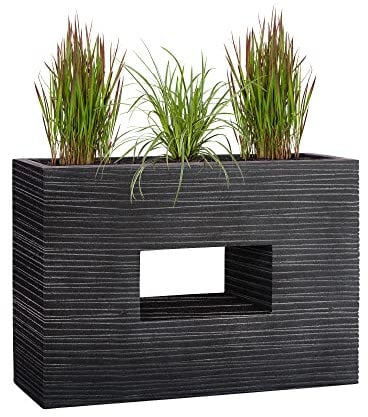 Pflanzwerk® Pflanzkübel Vista Groove Anthrazit 52x75x27cm *Frostbeständiger Blumenkübel* *UV-Schutz* *Qualitätsware*