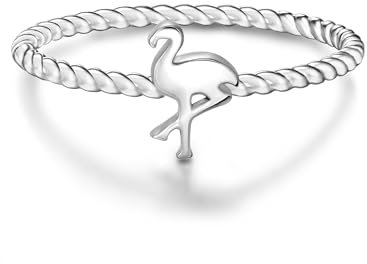 GLANZSTÜCKE MÜNCHEN Damen-Ring Flamingo Sterling Silber - Frauen-Ring mit Motiv dünner Steck-Ring Freundschafts-Ringe