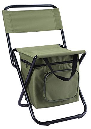 LEADALLWAY Fishing Chair with Cooler Bag Foldable Compact Fishing Stool,Green