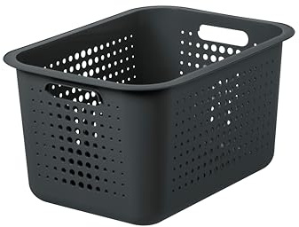 SmartStore 13L Recycled Plastic Storage Basket with handles - Stackable and Nestable - 10 Year Guarantee - BPA Free - Medium basket - L37 x W28 x H20 cm
