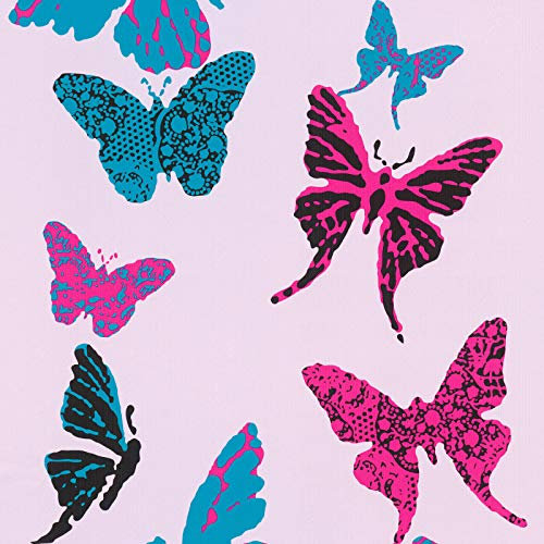 Schmetterling Tapete für Mädchenzimmer | Kindertapete in Pink und Blau | Tier Tapete ideal für Kinderzimmer von Mädchen