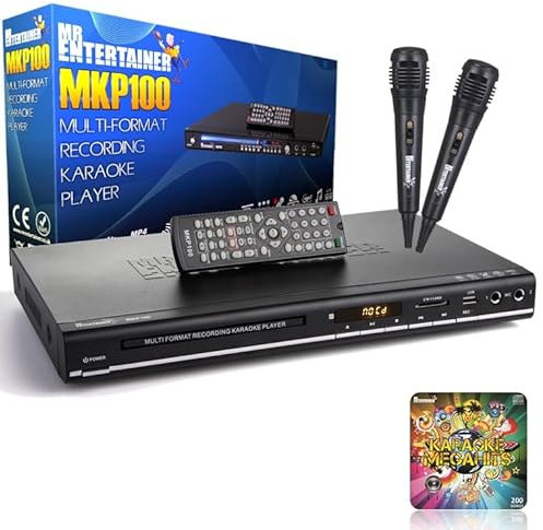 Mr Entertainer MKP100 CDG DVD MP3G Karaoke Player (Wired Microphones + 200 Songs)