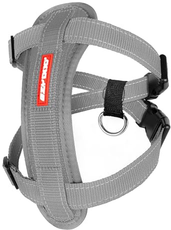 EZYDOG Classic Chest Plate Dog Harness | Small Dog, K9 Dog Harness, Medium Dog, Reflective Stitching, No Pull, Dog Harness Large Dog, Dog Harnesses, Breathable Material (Grey)