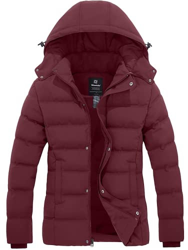Wantdo veste d'hiver pour femme manteau court chaud épais veste matelassée coupe-vent hiver doudoune avec capuche amovible manteau rembourré