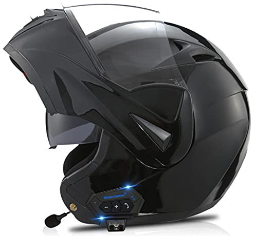 Integraler Motorradhelm Zum Aufklappen, Bluetooth Integrierter Modularer Helm mit Anti-fog-doppelvisier, Integriertem Headset-mikrofon Helme für Herren Damen, Dot/ece-zertifizierung,G,M
