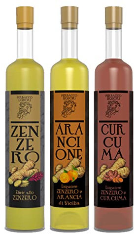 Zenzero, Naranja y Curcuma | 3 botellas | licores artesanales digestivos con jengibre, naranja y cúrcuma - 50 cl