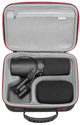RLSOCO Case Compatible with Shure SM7B / SM7dB Vocal Dynamic Microphone & Compatible with MV6 Gaming Microphone & MV7X / MV7+ Podcast Microphone(Case Only) - Black
