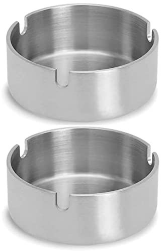 2 Stücke 10cm Edelstahl Aschenbecher Moderne Tischplatte Aschenbecher für Innenraum und Draußen