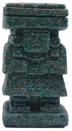 5,8 cm grüner Malachit gemahlener Stein Maya Aztekengott des Wassers handgefertigte Figur von Chalchihuitlicue Teotihuacan Dekor Mexiko handwerkliche Mythologie