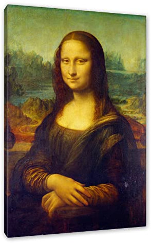 Pixxprint Leonardo da Vinci - Mona Lisa, Weiß, Größe: 60x40cm, Leinwandbild, fertig gespannt, Wandbild, Dekoration, Kunstdruck, kein Poster