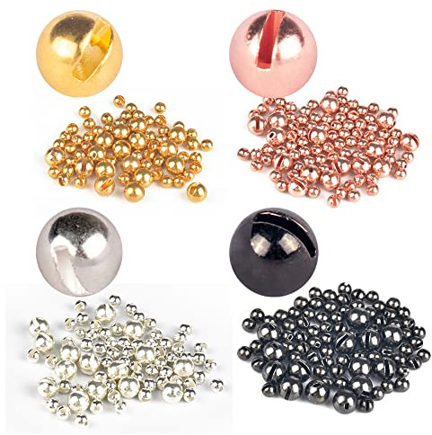 MUUNN 200 cuentas de tungsteno para atar moscas, bola de cabeza de ninfa de tungsteno ranurada para materiales de atado de moscas de 2,8 mm, combinación de 4 colores