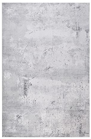 Wecon Home Teppich - Läufer, Vintage Kurzflor Teppich perfekt geeignet für das Wohnzimmer und Schlafzimmer, sehr pflegeleicht, Radiate (130 x 190 cm, Grau)