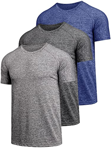 Teesmen 3 Pack Men's Quick Drying Shortsleeve Light and Breathable Sports T-Shirt Gym Wicking T Shirt(Multicolor set1-XL)
