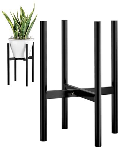 JANE EYRE Supporto regolabile per piante – Supporto per piante in metallo , grande supporto per piante per casa, interni ed esterni in vaso adatto a vasi di diverse dimensioni (Nero)