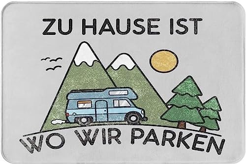 Rajfoo Camping Zu Hause Ist Wo Wir Parken Geschenk Wohnmobil-Geschenk-Teppiche, rutschfeste Eingangsteppiche, Fußmatten, 40 x 60 cm