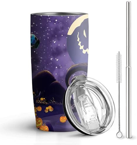 Hualvbul Horror 20 Oz Stainless Steel Tumbler Leak Proof Tumbler with Straw and Lid, Travel Coffee Mug for Home Outdoor, Thermal Cups for Hot and Cold Drinks