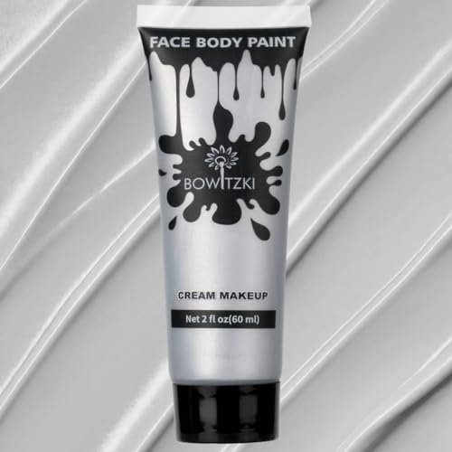 Bowitzki Face and Body Paint 2oz Cream Makeup 60ml Water Based Face Painting Special Effects For Adults Children Kids Halloween Christmas Party Stage Cosplay (Silber)
