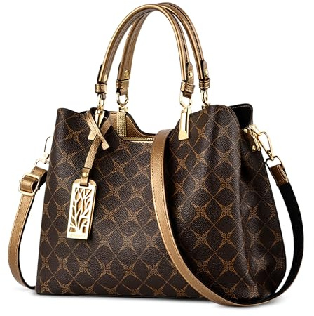 DIRRONA Damen Handtasche Mittel Schultertasche Casual Umhängetasche PU Leder Tasche Shopper Party Top Tragetasche Eleganter Druck Frauen Henkeltaschen Mit Anhänger