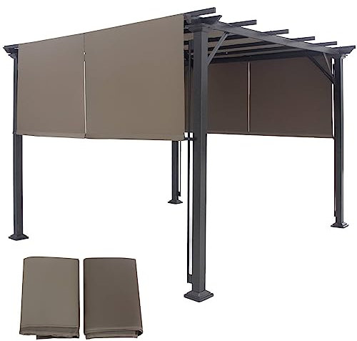 COSTWAY 2PCS 495x120cm Universal Replacement Canopy for Pergola Structure, Waterproof and UV Protect Sun Shade Cover, Outdoor Retractable Polyester Top Cover for Terrace Porch Courtyard (Brown)
