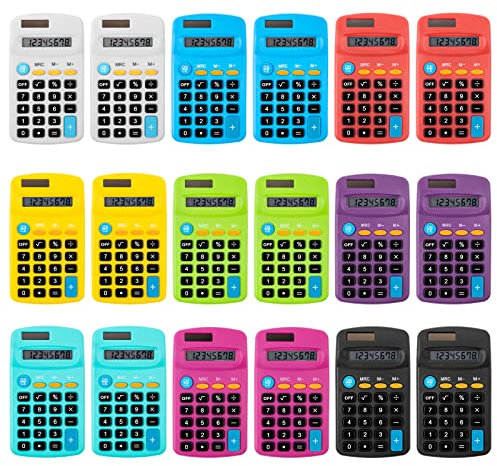 18-teilige Taschenrechner-Großpackung, kleine Grundrechner mit 4 Funktionen, Mini-Taschenrechner mit 8-stelligem Display, wissenschaftliche Taschenrechner für Zuhause, Büro, Schule