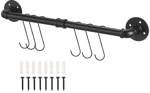 sourcing map Barre porte-serviettes industrielle murale en fer rustique pour salle de bain et cuisine (60 cm)