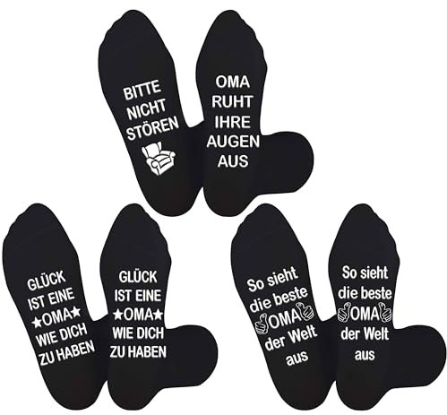 Jeasona 3 Paare Oma Socken Oma Geschenk Weihnachten Geschenke für Oma Weihnachten Geschenk Oma Geburtstag Geschenke für Oma von Enkel Sinnvolle Besondere Geschenke für Oma Beste Oma