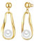 Lulu Jane Damen Ohrringe aus Metall-Legierung mit rund Muschelkernperle ca. 11,5 mm Perlenohrhänger gelbgold