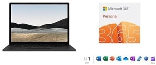 Microsoft Surface Laptop 4 Super-Thin 15 Inch Touchscreen Laptop (Black) 365 Personal | 12-Month Subscription