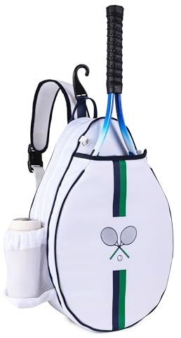Rejolly Tennis Crossbody Bag Chest Stripe Printed Shoulder Purse for Men Women Water Resistant Sling Bag for Tennis Racket, Pickleball Paddles, Badminton Racquet Green Blue