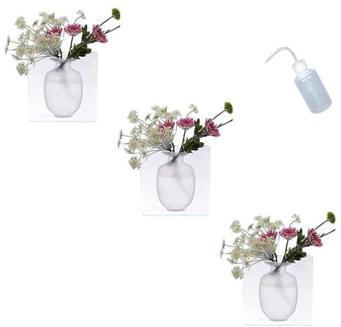 Magische Silikon Vase, Silikon Vase für Fenster Wand, Magic Silikon Vase Zum Ankleben für Kühlschranktür, Glasfenster, Keramikfliesen (3 STK Weiß)